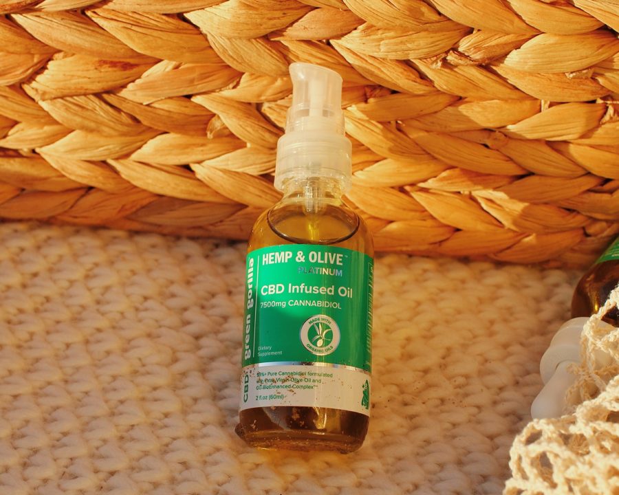 7500mg hemp oil with CBD in a woven basket