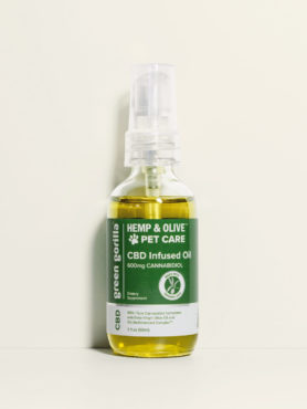 Bottle of Green Gorilla™ CBD infused oil for pets with 600mg CBD