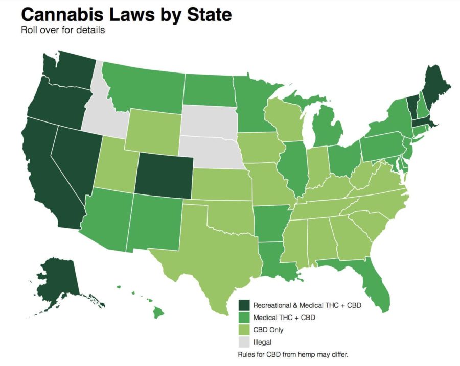 Cannabis Laws by state ranging from THC to CBD products