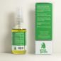 The back view of a certified organic CBD oil 600mg lemon bottle with a box.