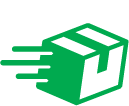 A green icon of a shipping box.
