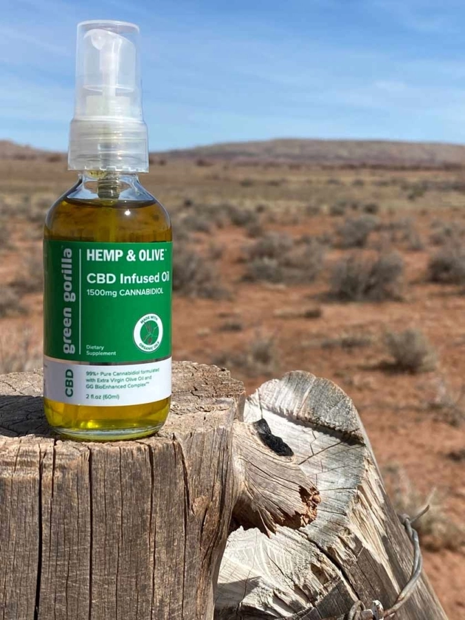 CBD Infused oil on tree trunk