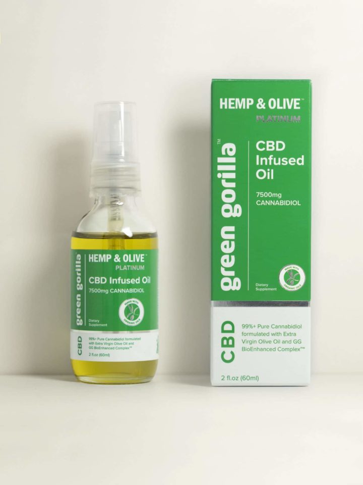 Green Gorilla™ organic pure natural CBD oil 7500mg bottle with box