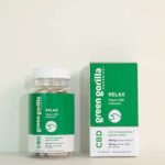 The front packaging of a Green Gorilla™ 10mg CBD Relax capsules bottle and box