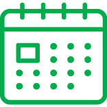 A green illustration of a calendar