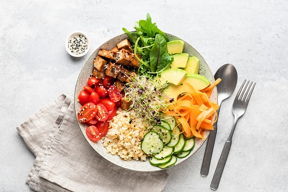 Grilled Tofu Vegan Salad with a Creamy CBD Dressing